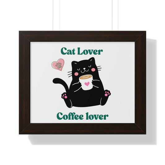 Cute Cat Lover Coffee Horizontal Poster | Perfect Gift for Cat Enthusiasts