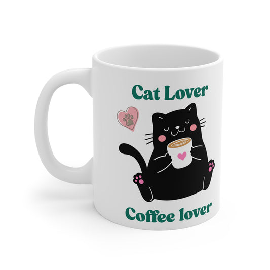 Cute Cat Lover Coffee Mug - 11oz Ceramic Gift for Cat Lovers