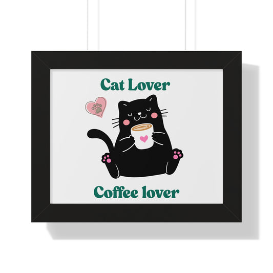 Cute Cat Lover Coffee Horizontal Poster | Perfect Gift for Cat Enthusiasts